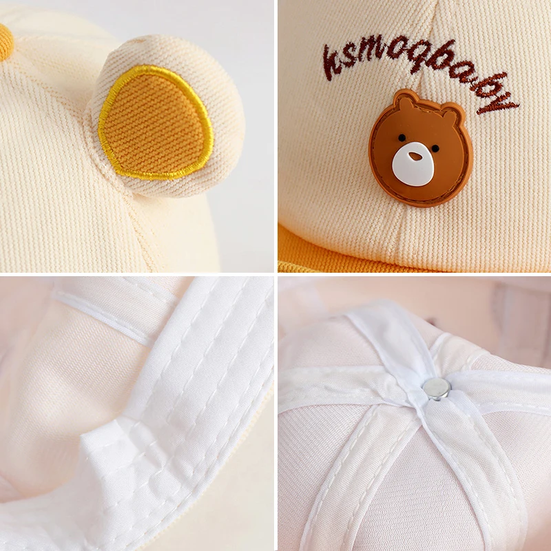 thumbnail image 2 of PESAAT Bear Baseball Cap - Cotton Baby Sun Hat With Adjustable Strap For Boys & Girls 2 of 13
